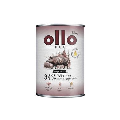 Ollo, Plus, Kolagen, dzik, mokra karma dla psów, 400g
