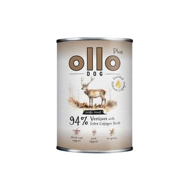 Ollo, Plus, Kolagen, jeleń, mokra karma dla psów, 400g