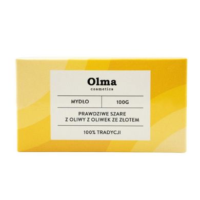 Olma Cosmetics, prawdziwe szare mydło z oliwy z oliwek ze złotem, 100g
