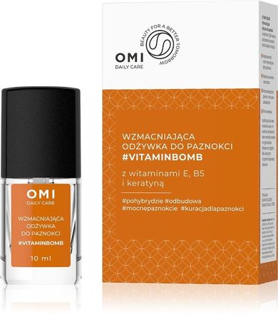 Omi Daily Care, odżywka do paznokci wzmacniająca #vitaminbomb z witaminami E, B5 i keratyną, 10 ml