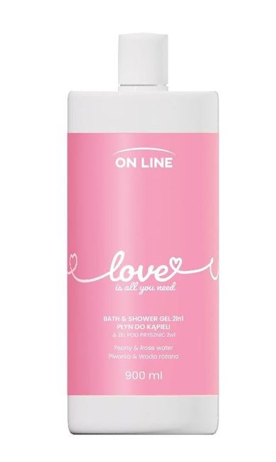 On Line, Emocje, żel i płyn do kąpieli 2w1, Love, 900 ml