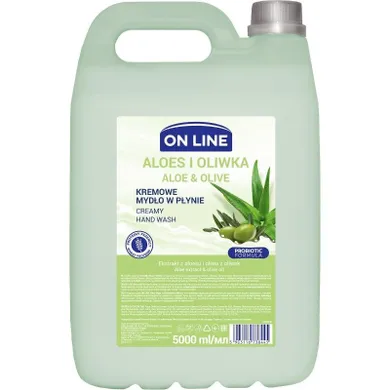 On Line, kremowe mydło w płynie, aloes&oliwka, 5 l