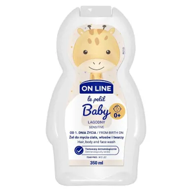 On line, Le Petit, Baby, łagodny żel do mycia twarzy, ciała i włosów 3w1, od 1 dnia życia, 350 ml