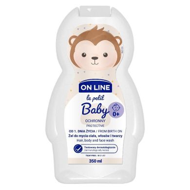 On Line, Le Petit Baby, ochronny żel 3w1 do mycia twarzy, ciała i włosów, od 1 dnia życia, 350 ml
