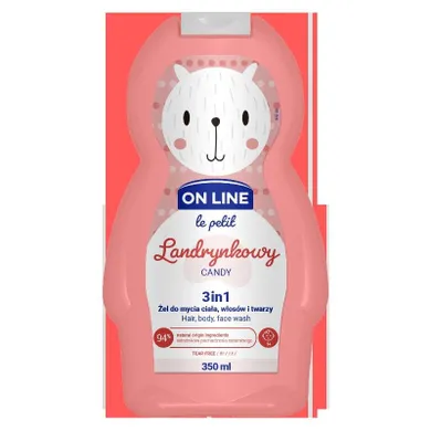 On line, Le Petit, żel do mycia ciała, włosów i twarzy 3w1 dla dzieci, landrynkowy, 350 ml