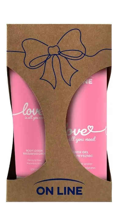 On line, Love Is All You Need, zestaw prezentowy, żel pod prysznic, 500 ml + balsam do ciała, 250 ml