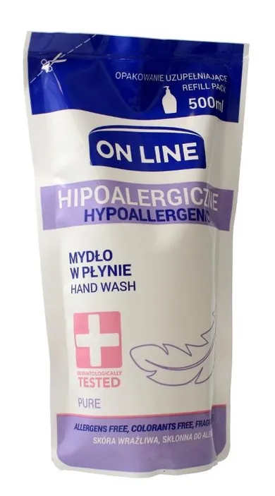 On line, mydło w płynie hipoalergiczne, pure, uzupełnienie, 500 ml