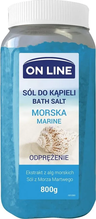 On Line, odprężająca sól do kąpieli, morska, 800g
