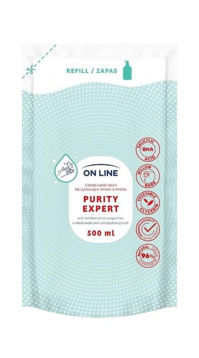 On line, pielęgnujące mydło w płynie, antybakteryjne, zapas, 500 ml
