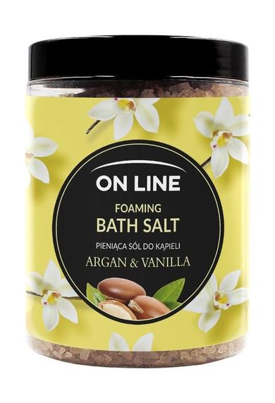 On Line, pieniąca sól do kąpieli, argan & vanilla, 1200g