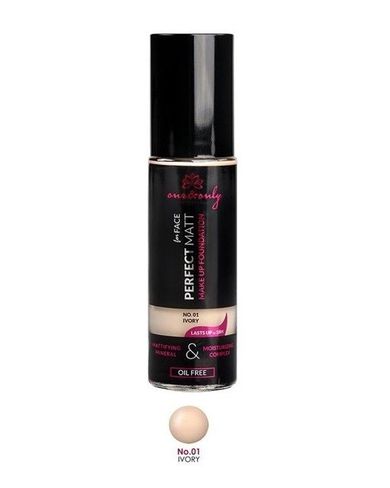 One&Only, For Face Perfect Matt Make Up Foundation, matująco-nawilżający podkład mineralny do twarzy, 01 Ivory, 30 ml
