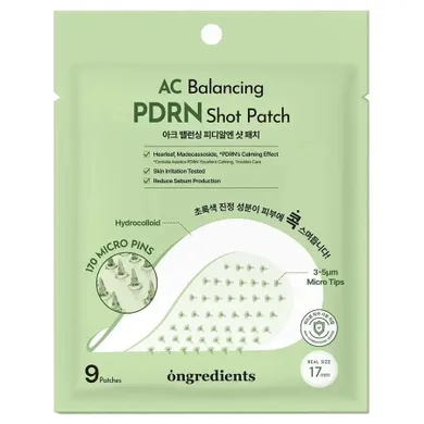 Ongredients, AC Balancing PDRN Shot Patch, plastry na wypryski, 9 szt.