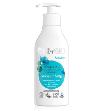 OnlyBio, Sensitive, hipoalergiczna emulsja do higieny intymnej, 250 ml