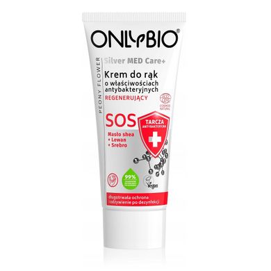 OnlyBio, Silver Med Care+ SOS, regenerujący krem do rąk o właściwościach antybakteryjnych, 50 ml