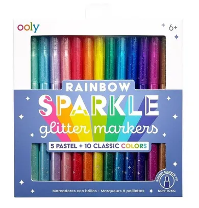 Ooly, Rainbow Sparkle, flamastry brokatowe, 15 szt.