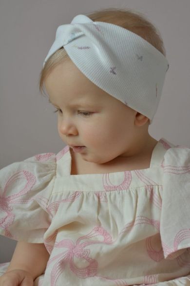 Opaska dziewczęca, prążkowana, ecru, Iltom