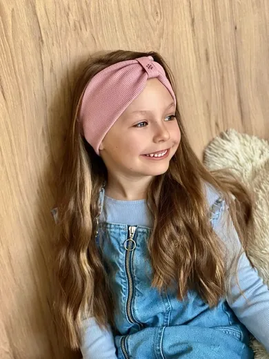 Opaska dziewczęca, prążkowana, różowa, Iltom