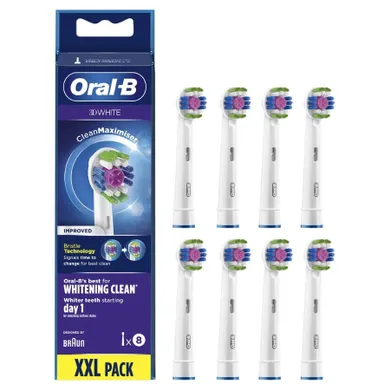 Oral-B, końcówki do szczoteczki elektrycznej 3D WHITE EB18-8 CleanMaximiser, 8 szt.