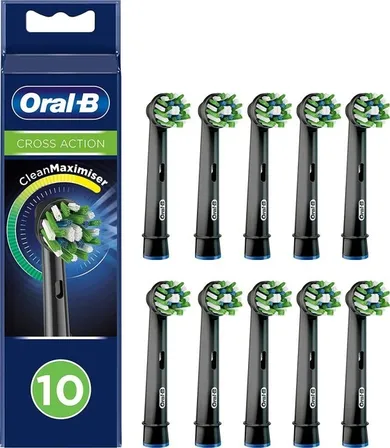 Oral-B, końcówki do szczoteczki elektrycznej CrossAction, EB50-10 Clean Maximiser, czarne, 10 szt.