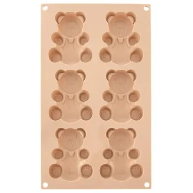 Orion, forma do ciastek muffinek silikonowa, beżowa, misie, 30-17,5-2 cm