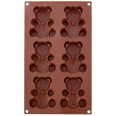 Orion, forma do ciastek muffinek silikonowa, brązowa, misie, 30-17,5-2 cm