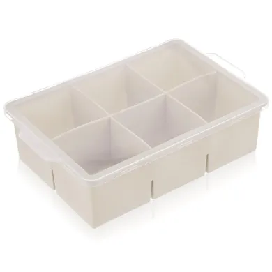 Orion, forma do kostek lodu z pokrywką, silikonowa, beżowa XXL, 18.5-12-5 cm