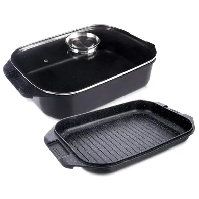 Orion, Grande, brytfanna granitowa z pokrywką, 7l, 41-26-15 cm