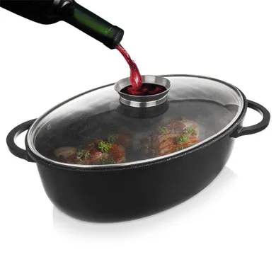 Orion, Grande, brytfanna granitowa, z pokrywką szklaną, 8 l