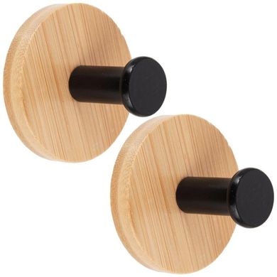 Orion, haczyk, wieszak samoprzylepny, drewniany, metalowy, czarny, 5 cm, 2 szt.