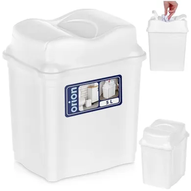 Orion, kosz na śmieci, plastikowy, biały, 5l