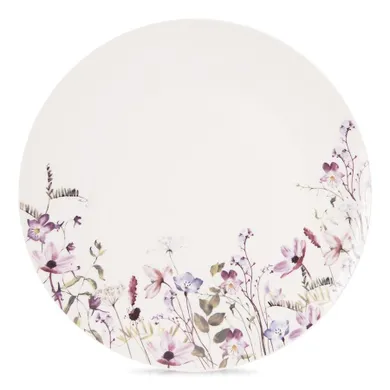 Orion, Louka, talerz deserowy porcelanowy, biały, kwiaty, 20,5 cm