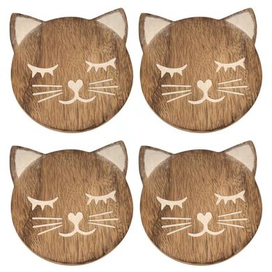 Orion, Mango, podstawki pod kubek, drewniane, 4 szt., 10-11 cm