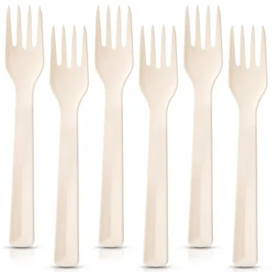 Orion, widelce stołowe, plastikowe kremowe, Sandy, 18 cm, 6 szt.