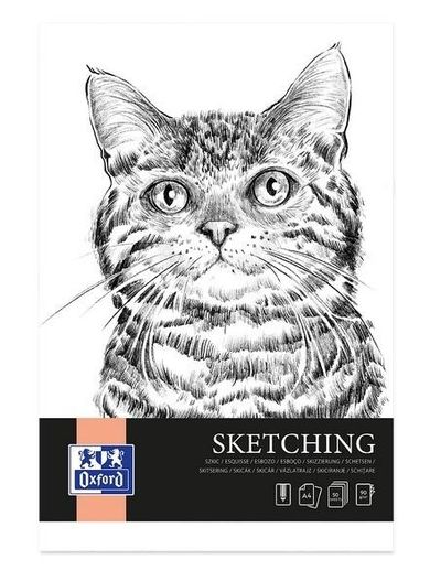 Oxford, blok artystyczny szkicowy, A4, 50K, 90g, klejony
