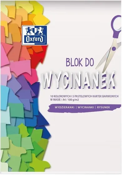 Oxford, blok do wycinanek, kolorowy, A4, 15 kartek, 20 szt.