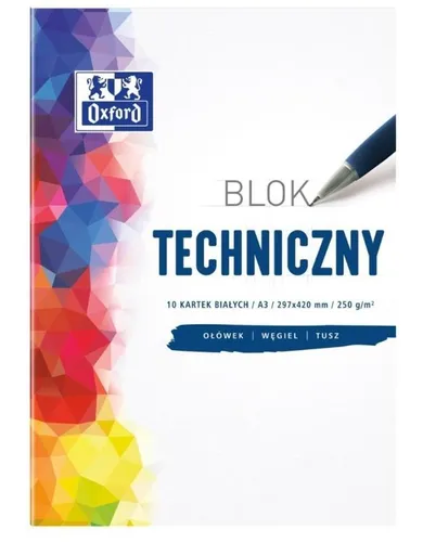 Oxford, blok techniczny A3, 10 kartek, biały, 10 szt.