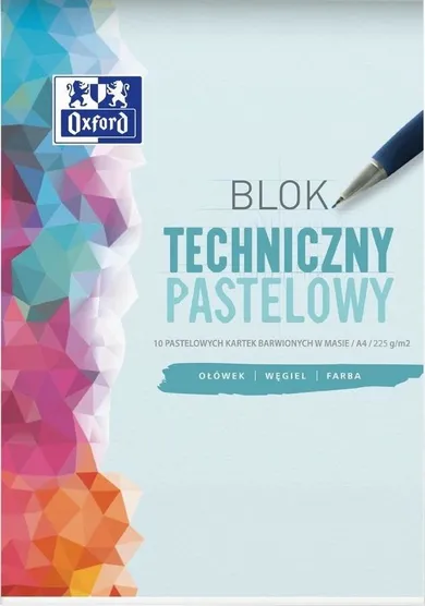 Oxford, blok techniczny, A4, 10 kartek, pastelowy, 20 szt.