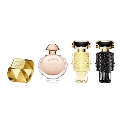 Paco Rabanne, Miniature Gift Set, zestaw, Lady Million, woda perfumowana, 5 ml + Olympea, woda perfumowana, 6 ml + Fame, woda perfumowana, 4 ml + Fame, perfumy, 4 ml