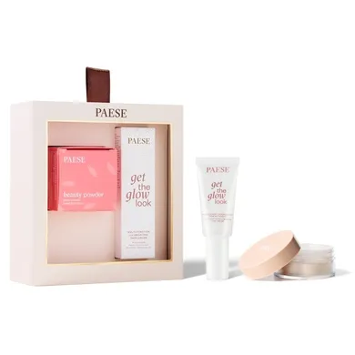 Paese, All About The Base 01, zestaw: rozświetlający krem do twarzy, 30 ml + sypki puder jęczmienny, 10g