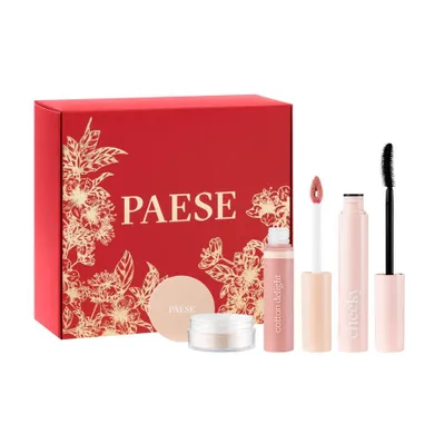 Paese, Nature Look, zestaw: tusz do rzęs 9 ml + błyszczyk do ust, 7,5 ml + sypki puder jęczmienny 10g