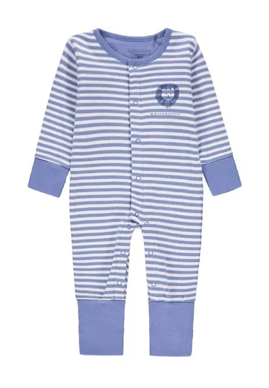 Pajac chłopięcy, bawełna organiczna, niebieski, paski, Bellybutton