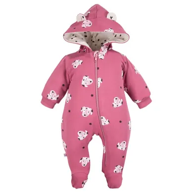 Pajac dziewczęcy z kapturem, różowy, Eevi