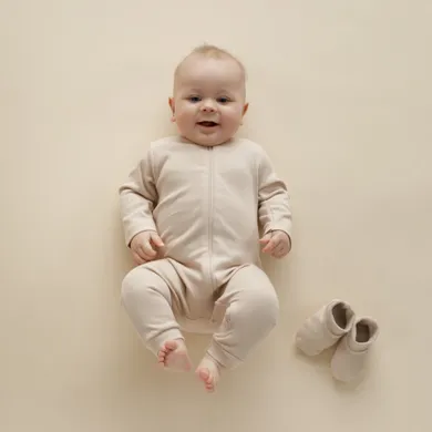 Pajac niemowlęcy, beżowy, Pinokio