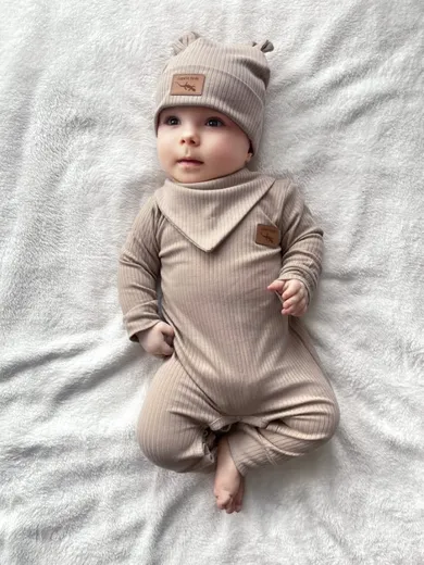 Pajac niemowlęcy, prążkowany, brązowy, Lagarto Verde