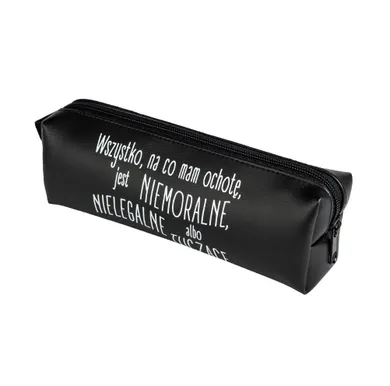 Pajacyk, piórnik saszetka, czarny z napisem