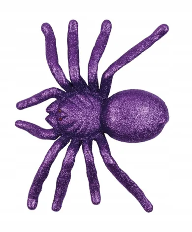 Pająki duże, brokatowe, fioletowe, 16-20 cm