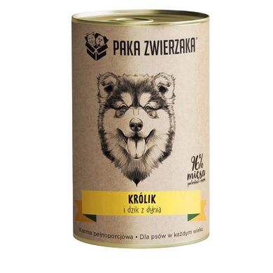 Paka Zwierzaka, królik i dzik z dynią, karma mokra dla psa, 400g