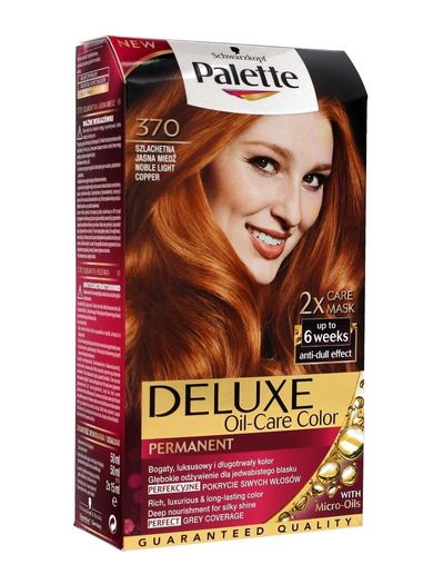 Palette, Deluxe, farba permanentna do włosów, szlachetna jasna miedź nr 370