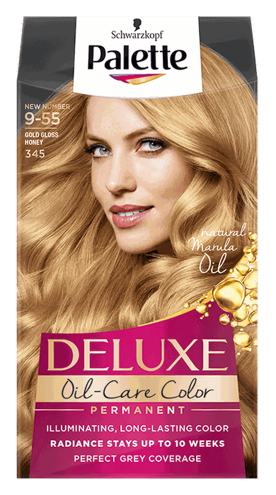 Palette, Deluxe, farba permanentna do włosów, złoty świetlisty miodowy blond nr 345