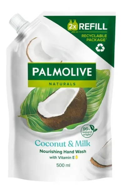 Palmolive, Naturals, mydło do rąk odżywcze, coconut & milk, zapas, 500 ml